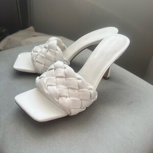 Marc Fisher White Woven Heels